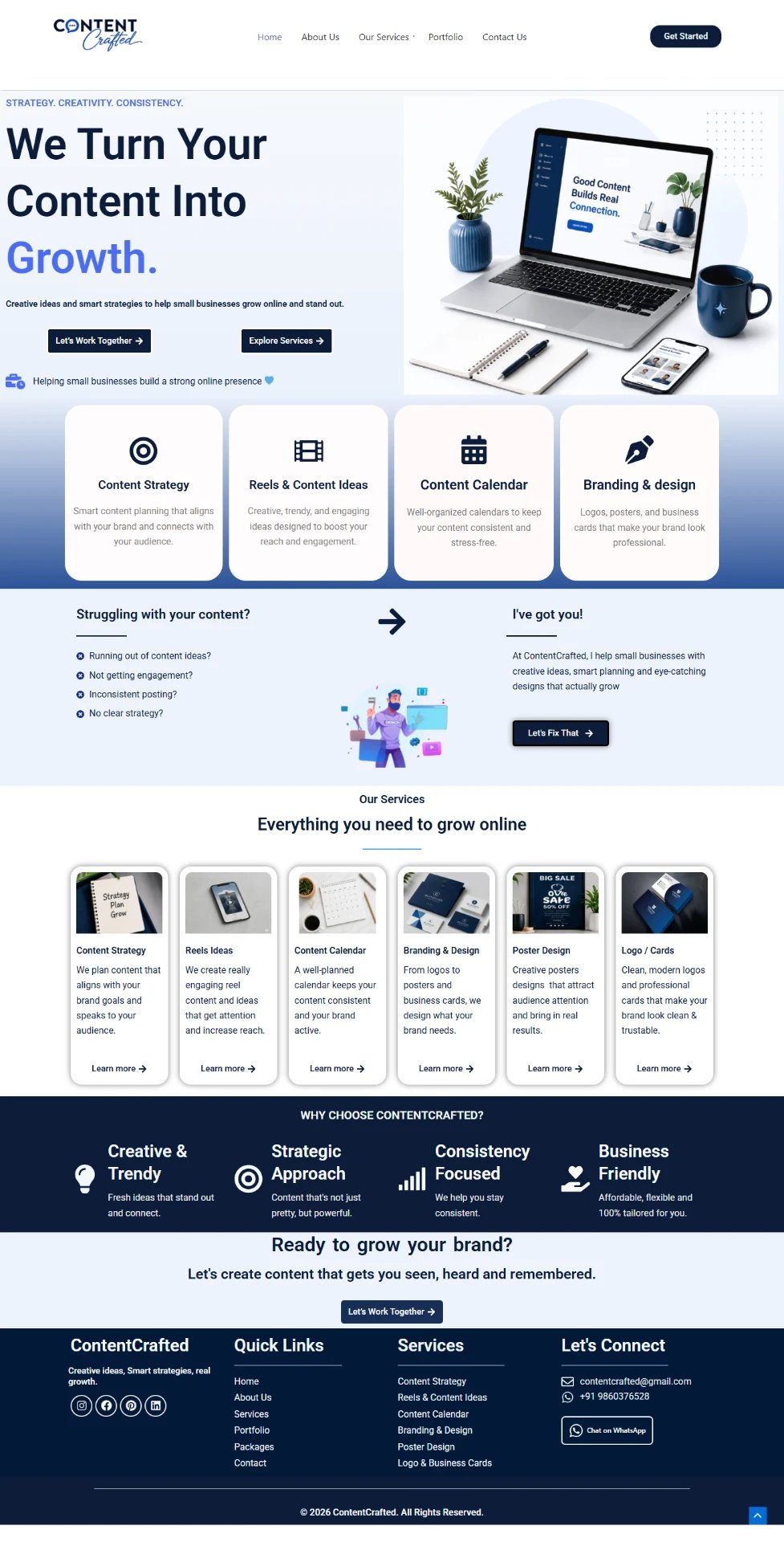 ContentCrafted.in — Personal Digital Marketing Website — ContentCrafted homepage