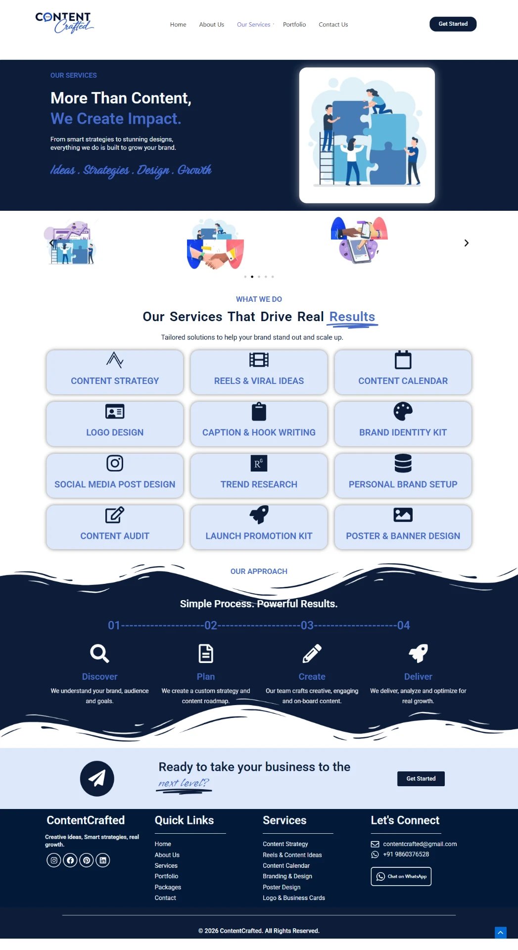 ContentCrafted.in — Personal Digital Marketing Website — Services page