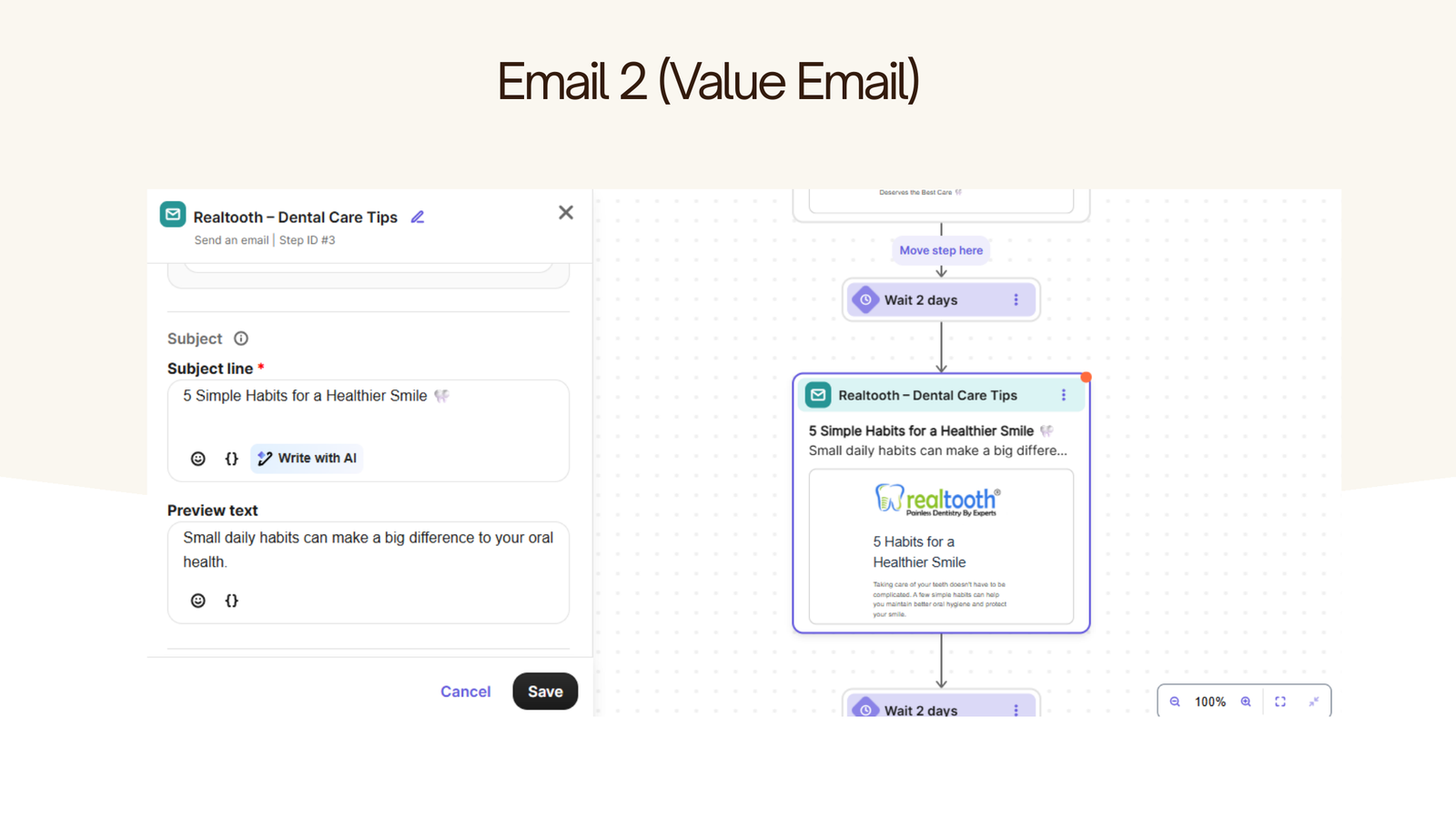 Email Marketing Workflow — Email 2 — Value Email Plan