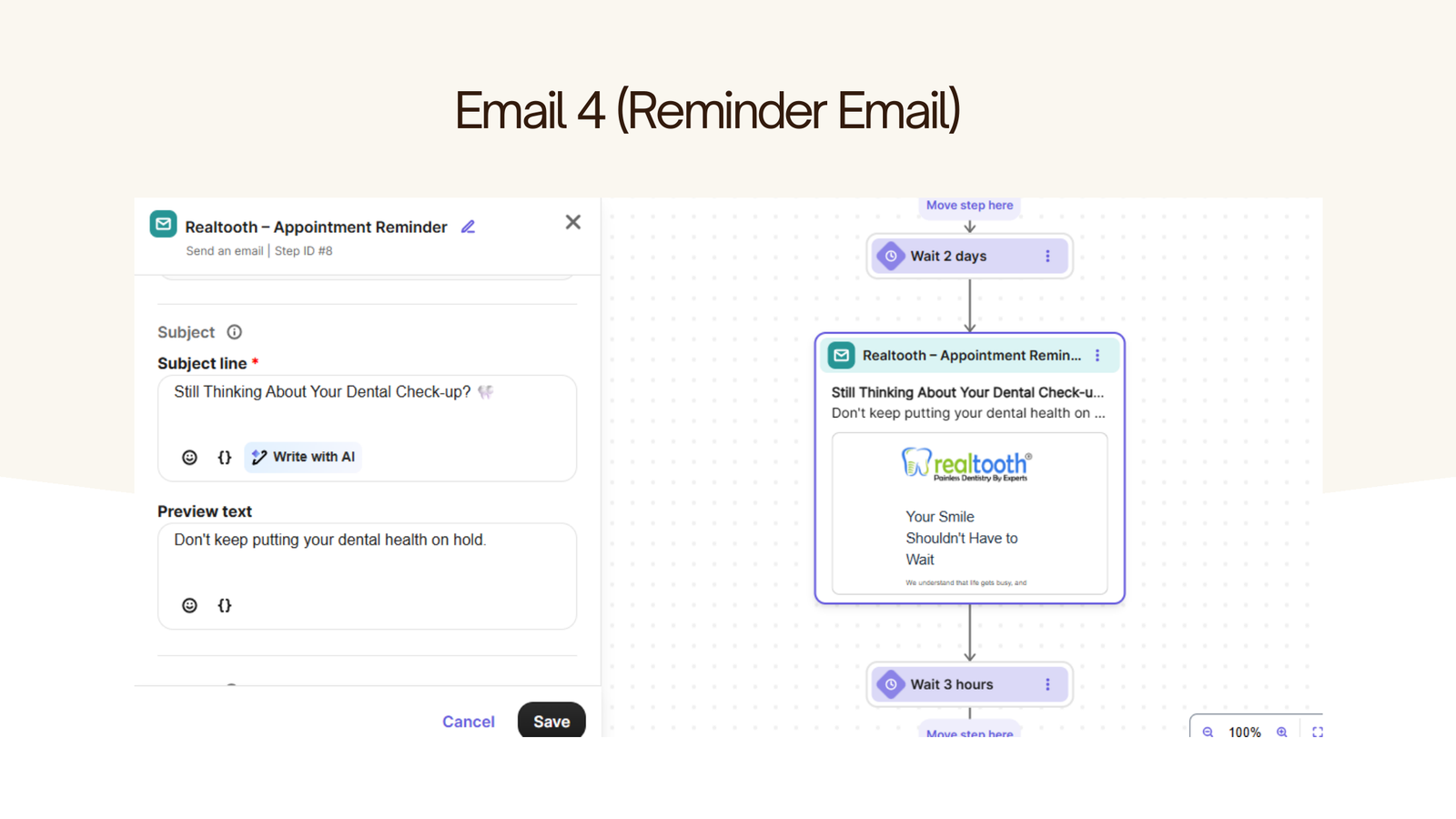 Email Marketing Workflow — Email 4 — Reminder Email Plan