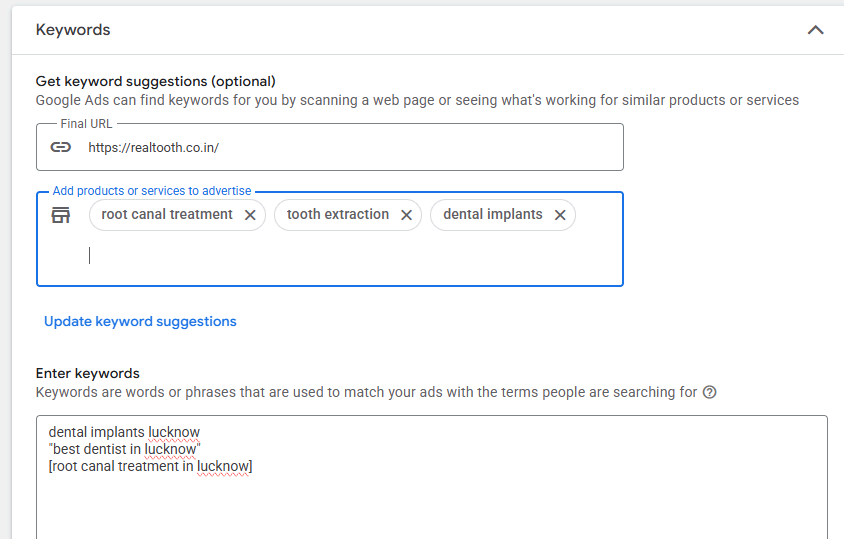 Google Ads Campaign Strategy — Keyword targeting